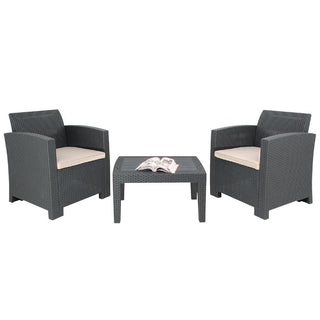 Bolero PP Armchair and Table Wicker Set Grey - DR309