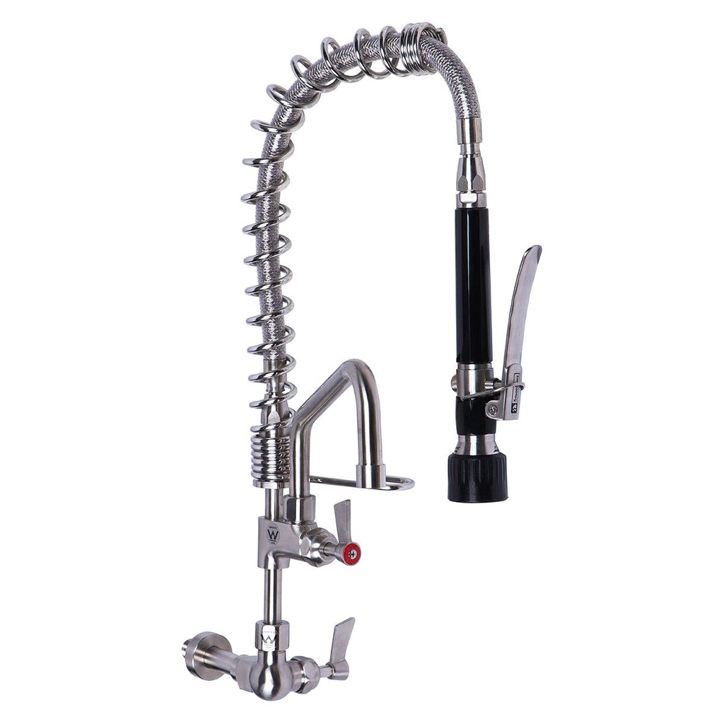 Compact Stainless Steel Single Wall Mount Pre-Rinse with 6" Pot Filler- 3Monkeez T-3M53706-C