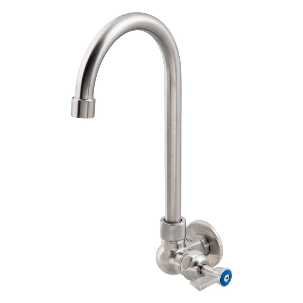 Stainless Steel Single Wall Mount Body with Single Control and 12" Gooseneck Swivel Spout- 3Monkeez T-3MSWG12