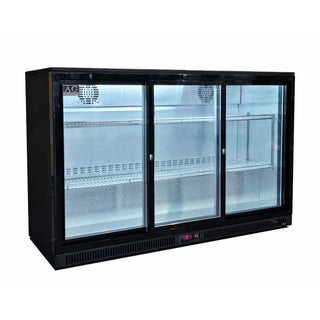 AG Three Sliding Door Bar Fridge - Black Body & Doors 3BBR-S