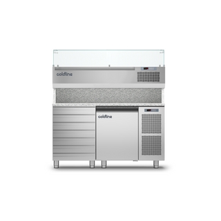 Coldline 1 Door + Drawers Pizza Preparation Counter - No Worktop - TZS09/1MC