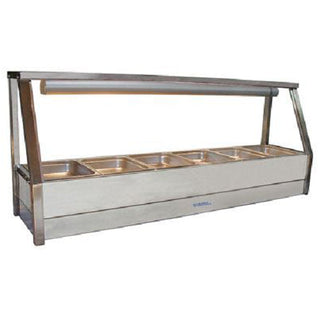 Straight Glass Hot Food Display Bar, 6 pans single row with roller doors- Roband RB-E16RD