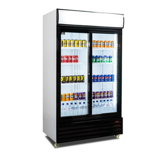 AG 1000L Double Sliding Door Upright Display Fridge - Glass Door- AG Equipment AG-CU1000TNG-SD