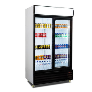 AG 1000L Double Sliding Door Upright Display Fridge - Glass Door- AG Equipment AG-CU1000TNG-SD