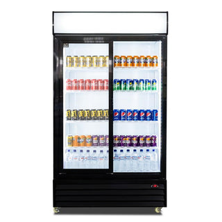 AG 1000L Double Sliding Door Upright Display Fridge - Glass Door- AG Equipment AG-CU1000TNG-SD