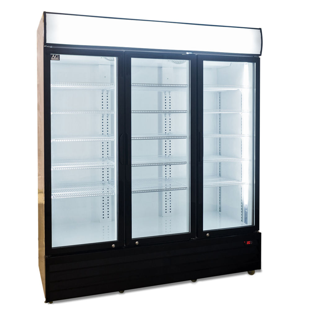 AG 1500L Triple Door Upright Display Fridge - Glass Door- AG Equipment AG-CU1500TNG