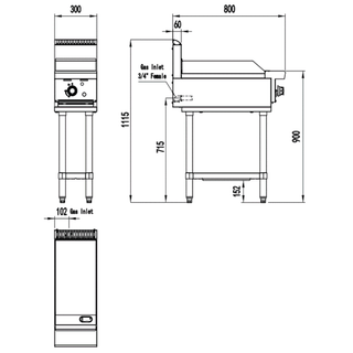 AG Single Burner Commercial Flat Griddle/Hotplate - 300MM WIDTH - LPG- AG Equipment AG-GR300-LPG