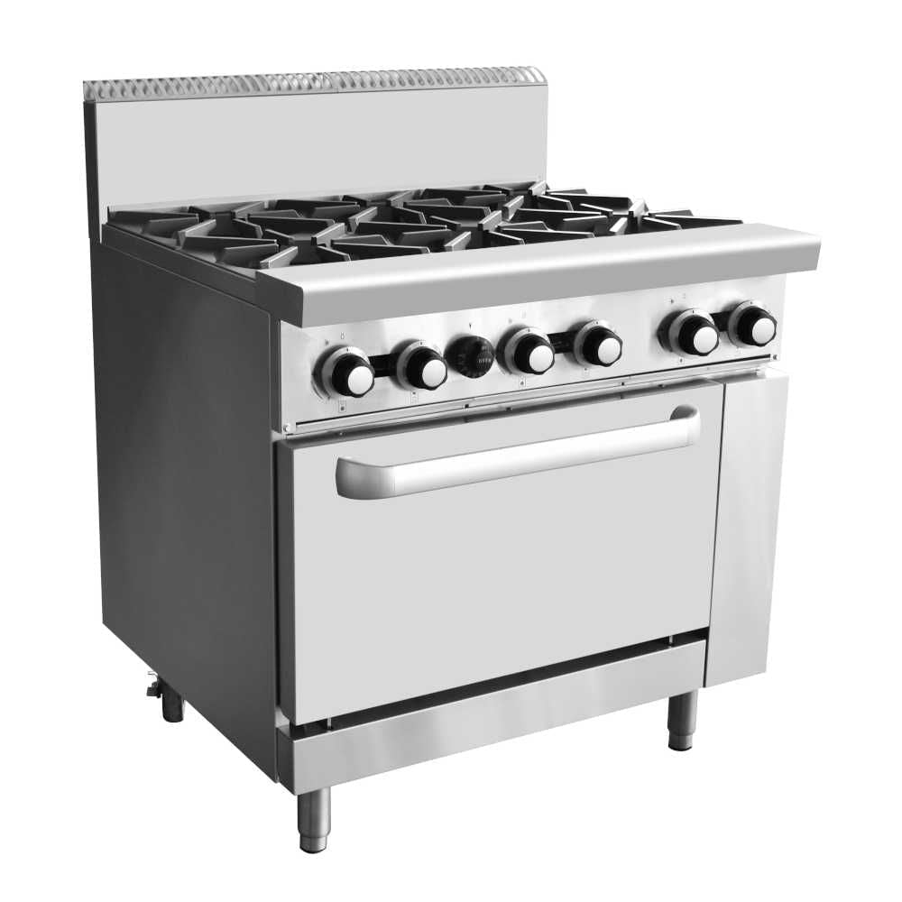 AG Six Burner Gas Cooktop Range with Oven - 900mm width - LPG