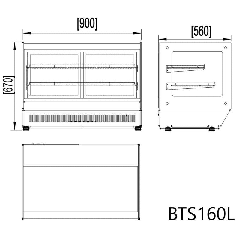 AG Squared Bench Top Cake / Showcase Fridge - 160 Litre - 900mm- AG Equipment AG-BTS160L