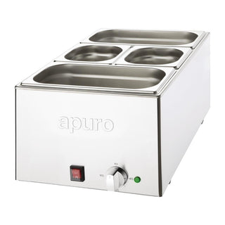 Bain-Marie with Pans 2x1/3 & 2x1/6 Pans 150mm Deep Inc Lids- Apuro FT691-A