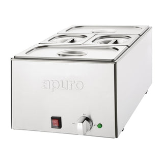 Bain-Marie with Pans 2x1/3 & 2x1/6 Pans 150mm Deep Inc Lids- Apuro FT691-A