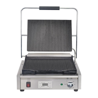 Large Contact Grill Ribbed Plates with Timer- Apuro FC380-A