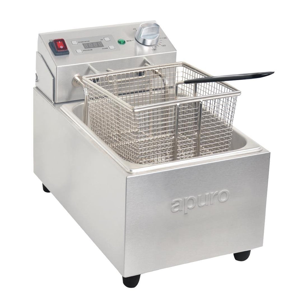 Single Tank Single Basket 5Ltr Countertop Fryer with Timer 2.2kW- Apuro FS498-A