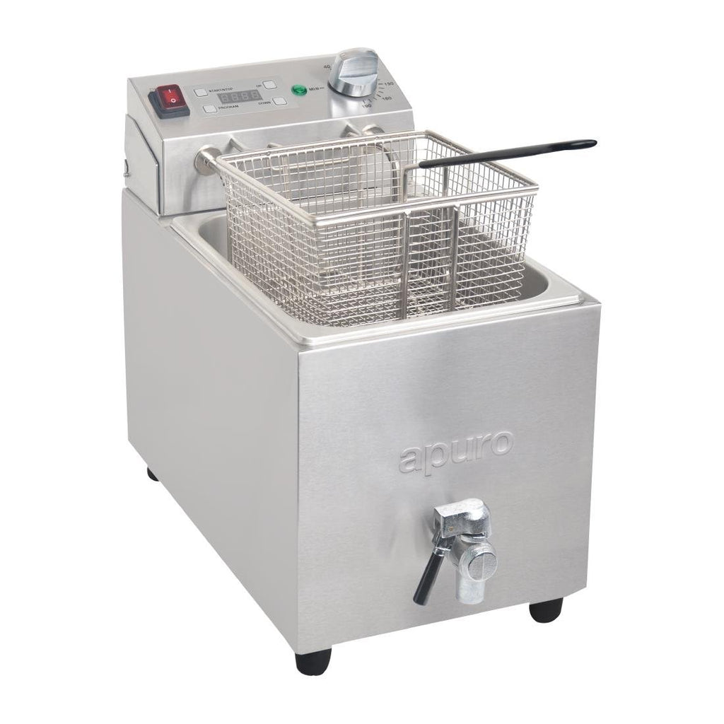 Single Tank Single Basket 8Ltr Countertop Fryer with Timer 2.9kW- Apuro FC374-A