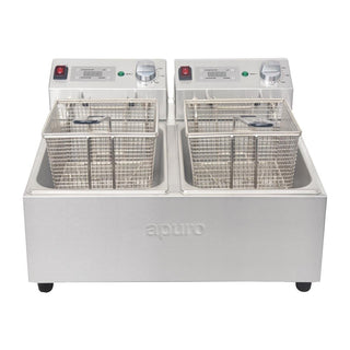 Twin Tank Twin Basket 2x 5Ltr Countertop Fryer with Timer 2x 2.2kW- Apuro FS499-A