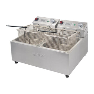 Twin Tank Twin Basket 2x 5Ltr Countertop Fryer with Timer 2x 2.2kW- Apuro FS499-A