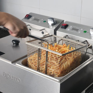 Twin Tank Twin Basket 2x 5Ltr Countertop Fryer with Timer 2x 2.2kW- Apuro FS499-A