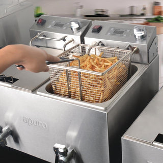 Twin Tank Twin Basket 8Ltr Countertop Fryer with Timer 2x 2.9kW- Apuro FC375-A