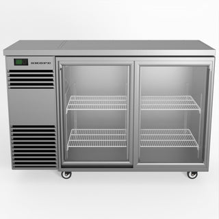 Skope BackBar 2 Glass Sliding Door Fridge - Stainless Steel - Left Cooling System