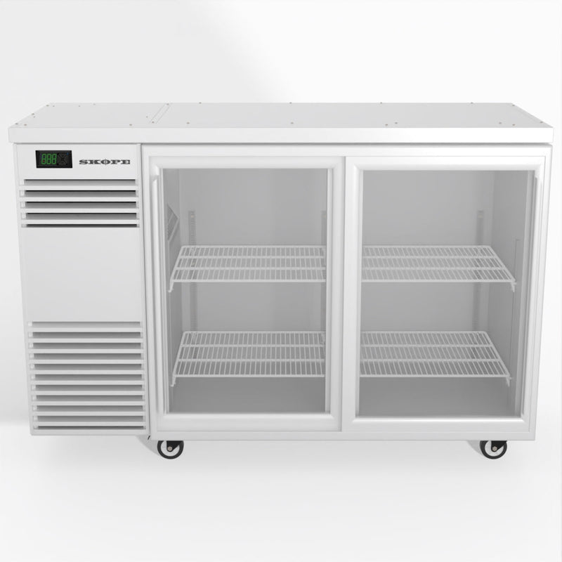 Skope BackBar 2 Glass Sliding Door Fridge - White - Left Cooling System