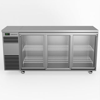 Skope BackBar 3 Glass Sliding Door Fridge - Stainless Steel