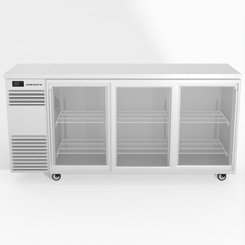 Skope BackBar 3 Glass Sliding Door Fridge - White