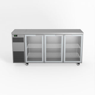 Skope BackBar 3 Glass Swing Door Fridge - BB.3.GSW - Stainless Steel - Left Cooling System