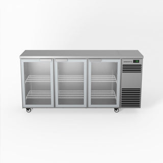 Skope BackBar 3 Glass Swing Door Fridge - BB.3.GSW - Stainless Steel - Right Cooling System