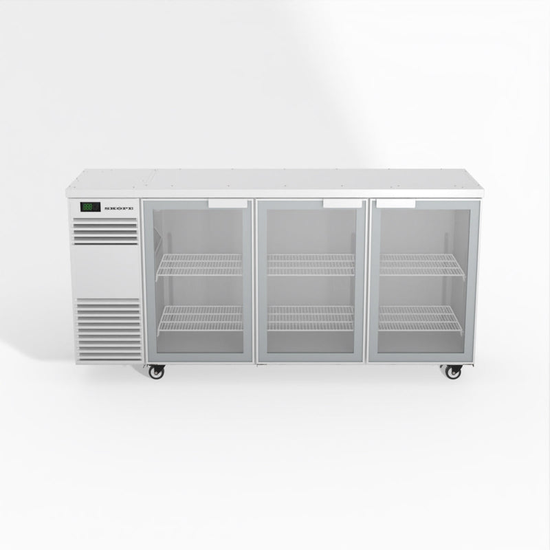 Skope BackBar 3 Glass Swing Door Fridge - BB.3.GSW - White - Left Cooling System