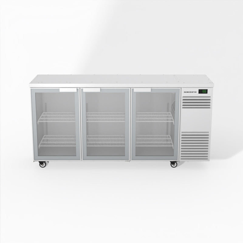 Skope BackBar 3 Glass Swing Door Fridge - BB.3.GSW - White - Right Cooling System