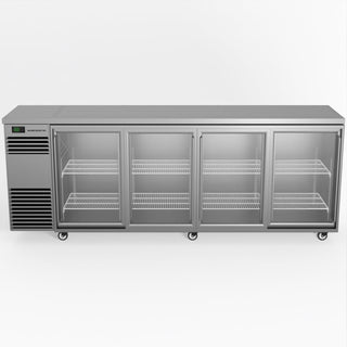 Skope BackBar 4 Glass Sliding Door Fridge - Stainless Steel