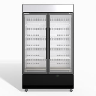 Skope BME1200N-AC 2 Glass Door Display or Storage Fridge Lit Sign - Black/White