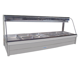 Roband Curved Glass Hot Food Display Bar, 12 pans double row with roller door - C26RD
