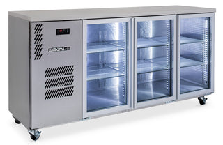 Williams Cameo 3 Glass Door Back Bar Fridge - Stainless Steel HC3UGSHC