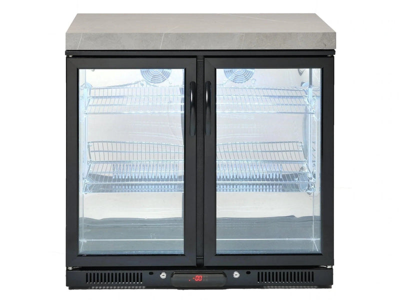 BBQ & Double Side Cabinet with 1 x Flat Bench Tops & Double Fridge- Crossray TM-TC4K-09