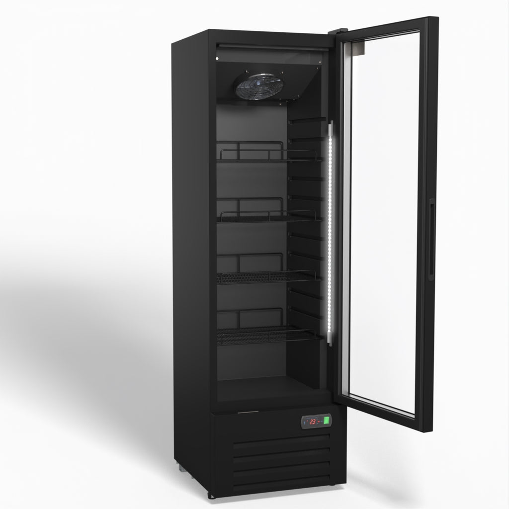 AG 274L Upright Glass Door Display/Drinks Fridge - Black DF274B