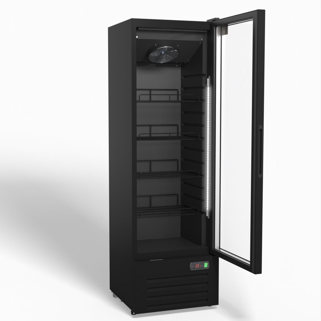AG 274L Upright Glass Door Display/Drinks Fridge - Black DF274B