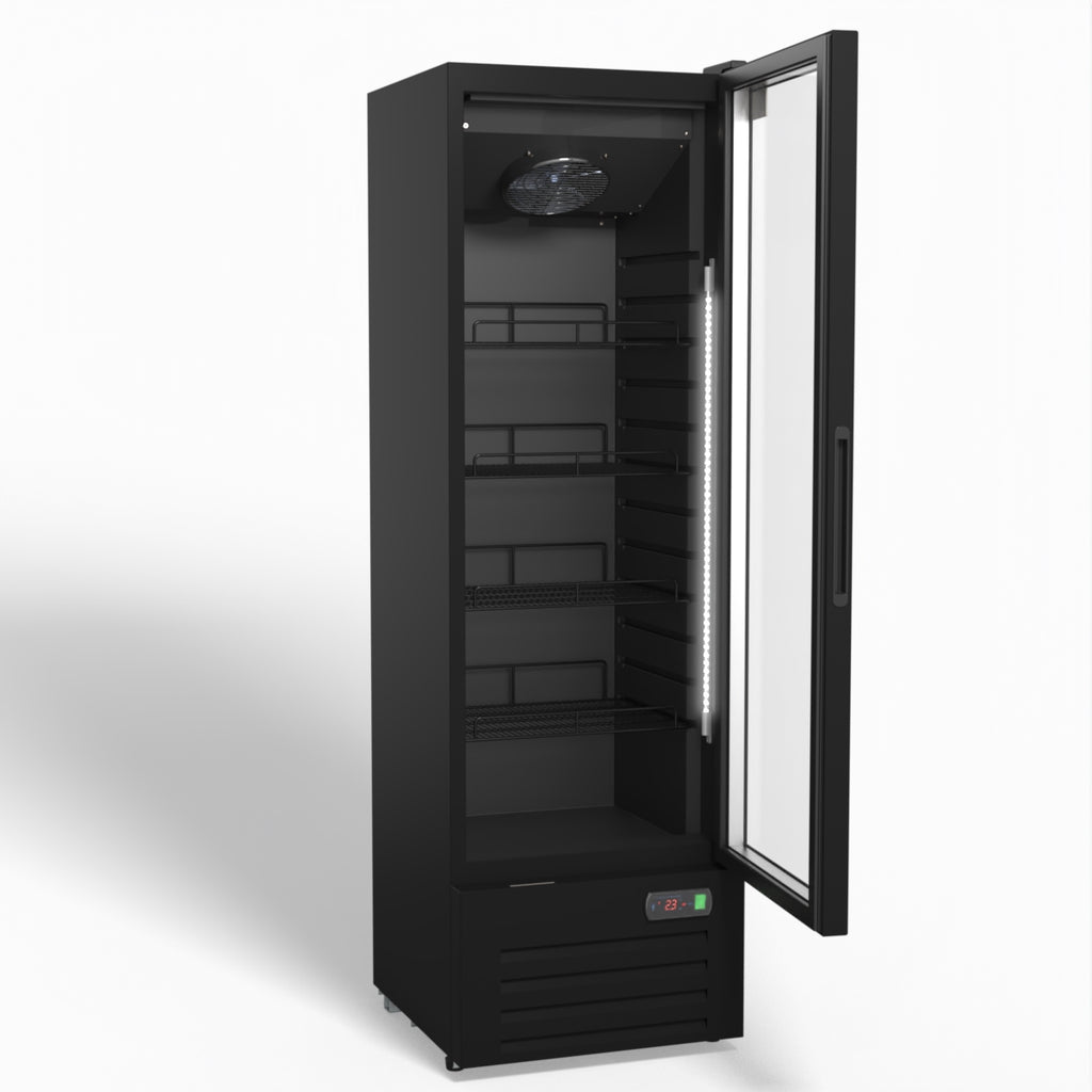 AG 274L Upright Glass Door Display/Drinks Fridge - Black DF274B