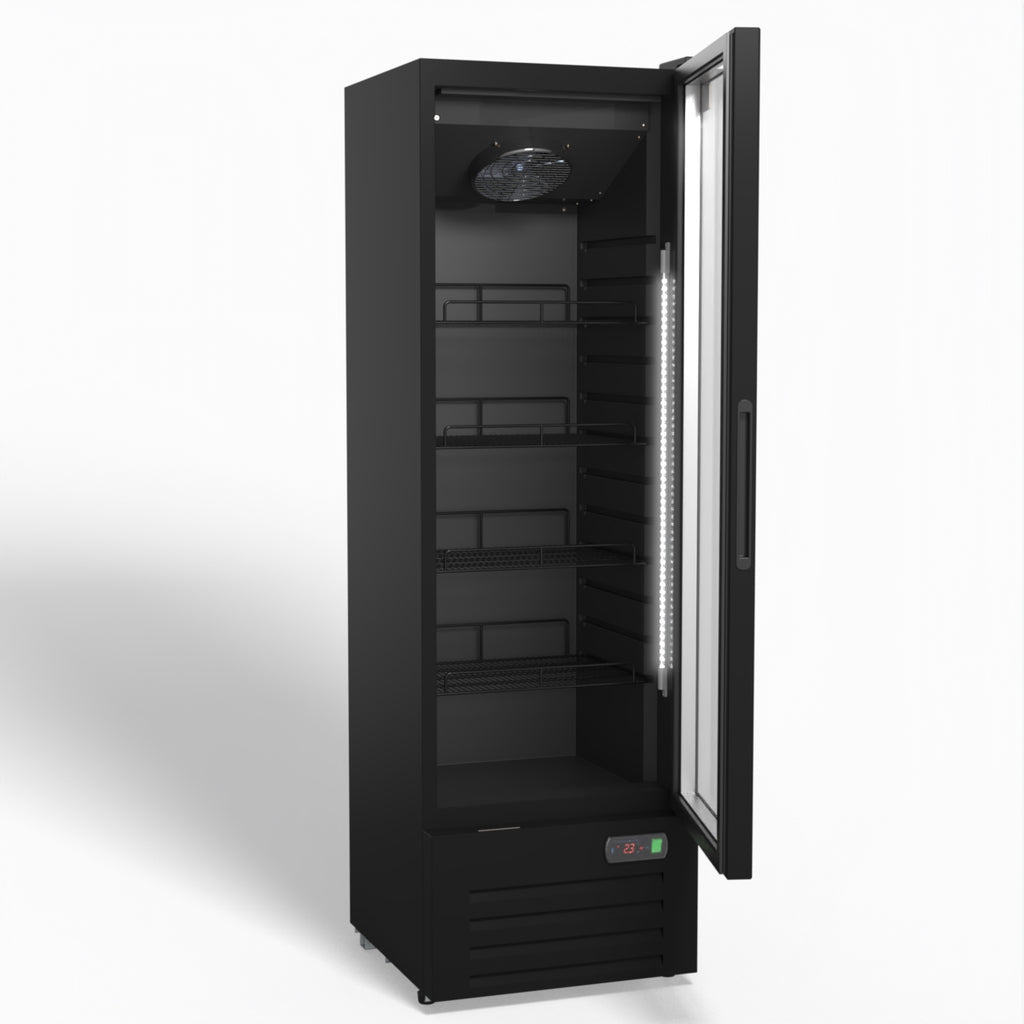 AG 274L Upright Glass Door Display/Drinks Fridge - Black DF274B