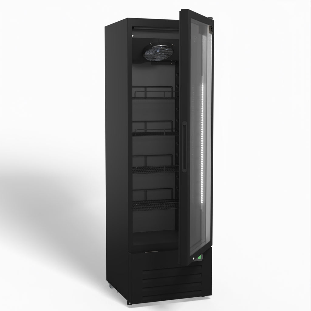 AG 274L Upright Glass Door Display/Drinks Fridge - Black DF274B