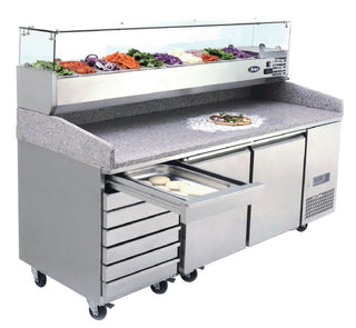Atosa 2 Door Refrigerated Pizza Table With Drawers EPF3480