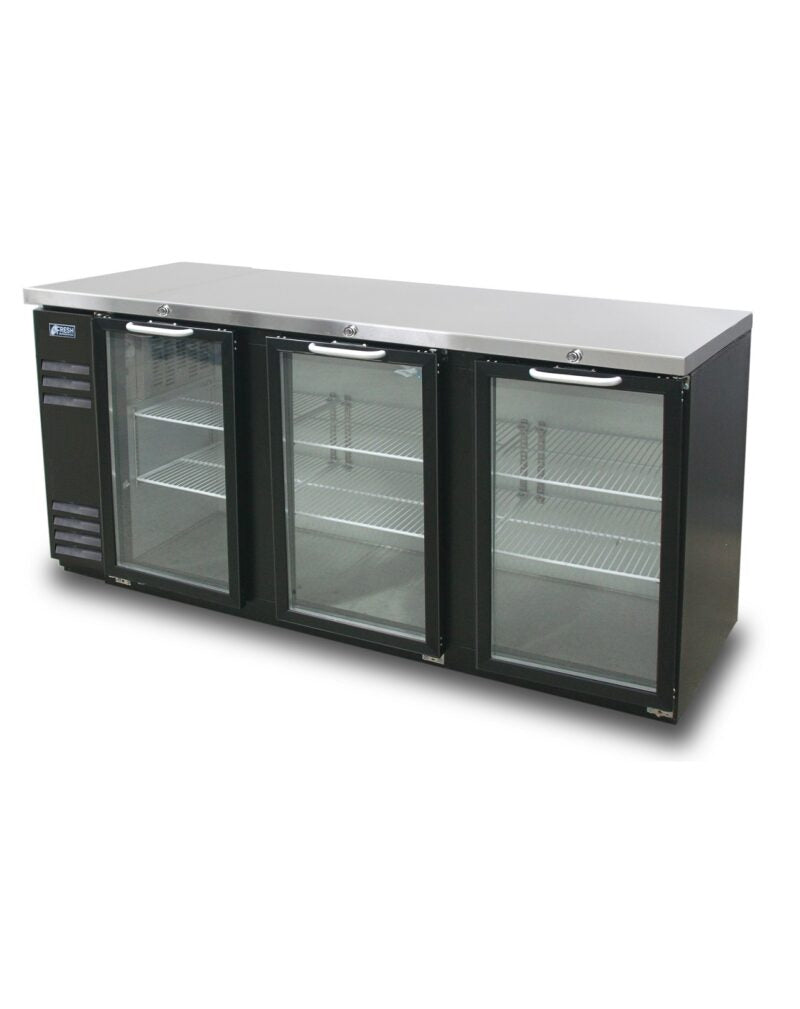 Fresh 3 Glass Door Narrow Back Bar Fridge