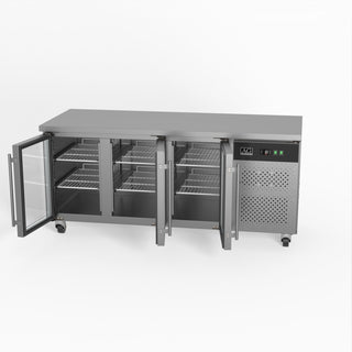 AG Three Door Commercial Glass Door Worktop / Under Bench Display Fridge 700mm Depth- AG Equipment AG-GNX3100TNG