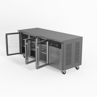 AG Three Door Commercial Glass Door Worktop / Under Bench Display Fridge 700mm Depth- AG Equipment AG-GNX3100TNG