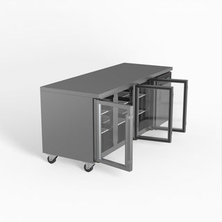 AG Three Door Commercial Glass Door Worktop / Under Bench Display Fridge 700mm Depth- AG Equipment AG-GNX3100TNG