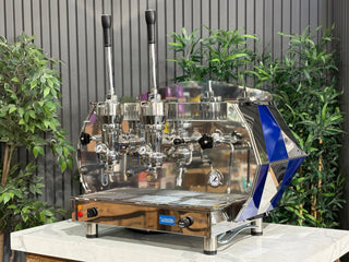 La Pavoni Diamante Lever - 2 Group Commercial Espresso Machine Blue & Chrome - Brand New