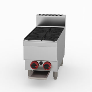 GasMax Benchtop Lpg 2 Burner Cooktop W/ Splashback JUS-TR-2BLPG