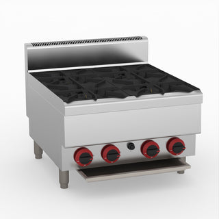 GasMax Benchtop Natural Gas 4 Burner Cooktop W/ Splashback JUS-TR-4B