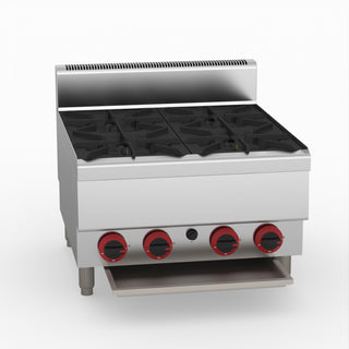 GasMax Benchtop Natural Gas 4 Burner Cooktop W/ Splashback JUS-TR-4B