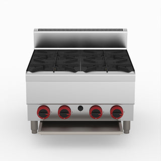GasMax Benchtop Lpg 4 Burner Cooktop W/ Splashback JUS-TR-4BLPG